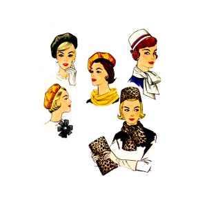 60s Simplicity 4178 Pillbox Hat, Clutch Beret, and More Vintage Sewing Pattern One Size
