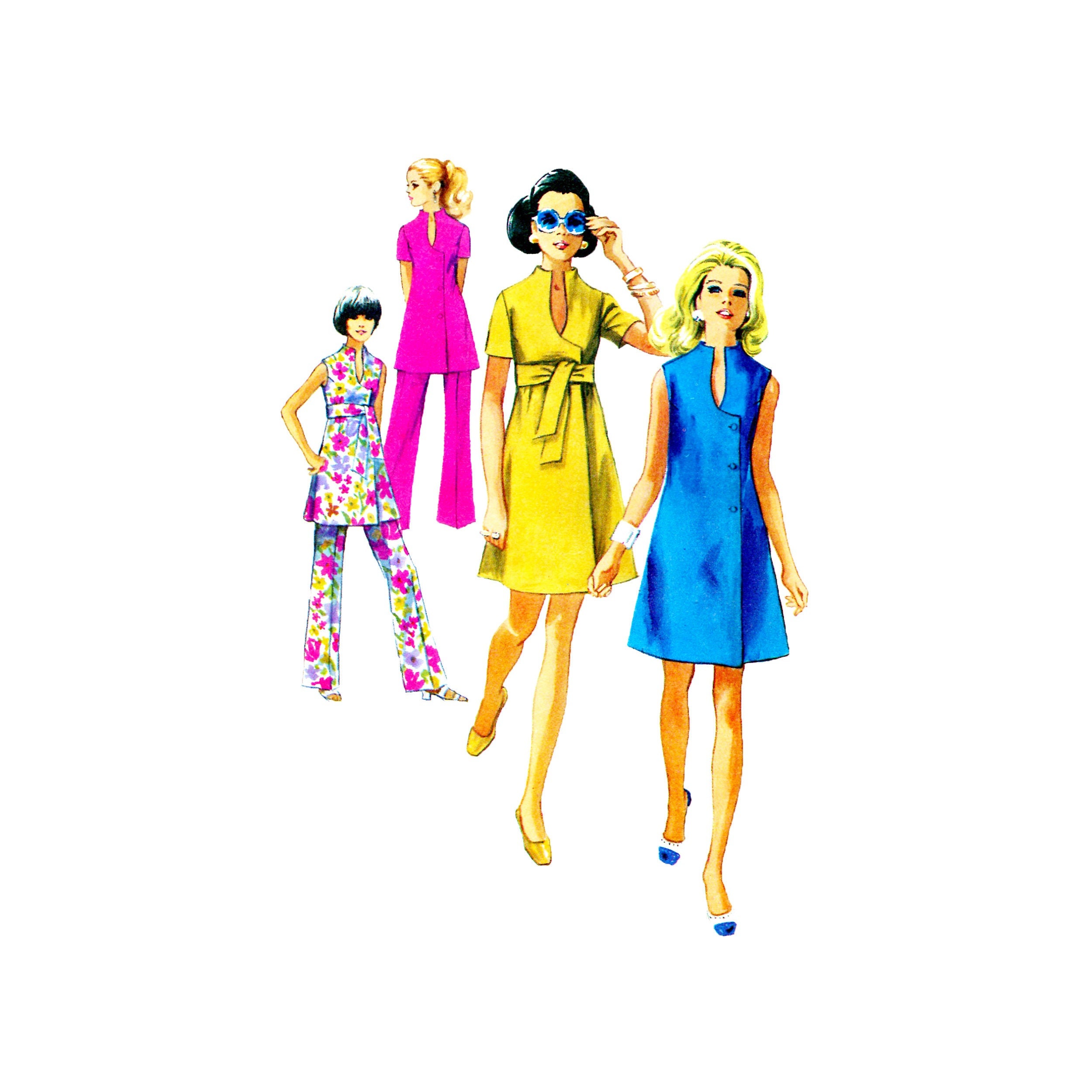 60s Misses' Dress, Top, and Wide Leg Pants Pattern