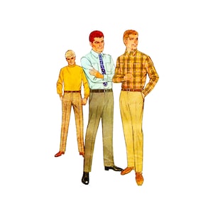 1960s Men&#39;s Hipster Slacks and Shirt Sewing Pattern - Simplicity 6956 - 40 Waist UNCUT