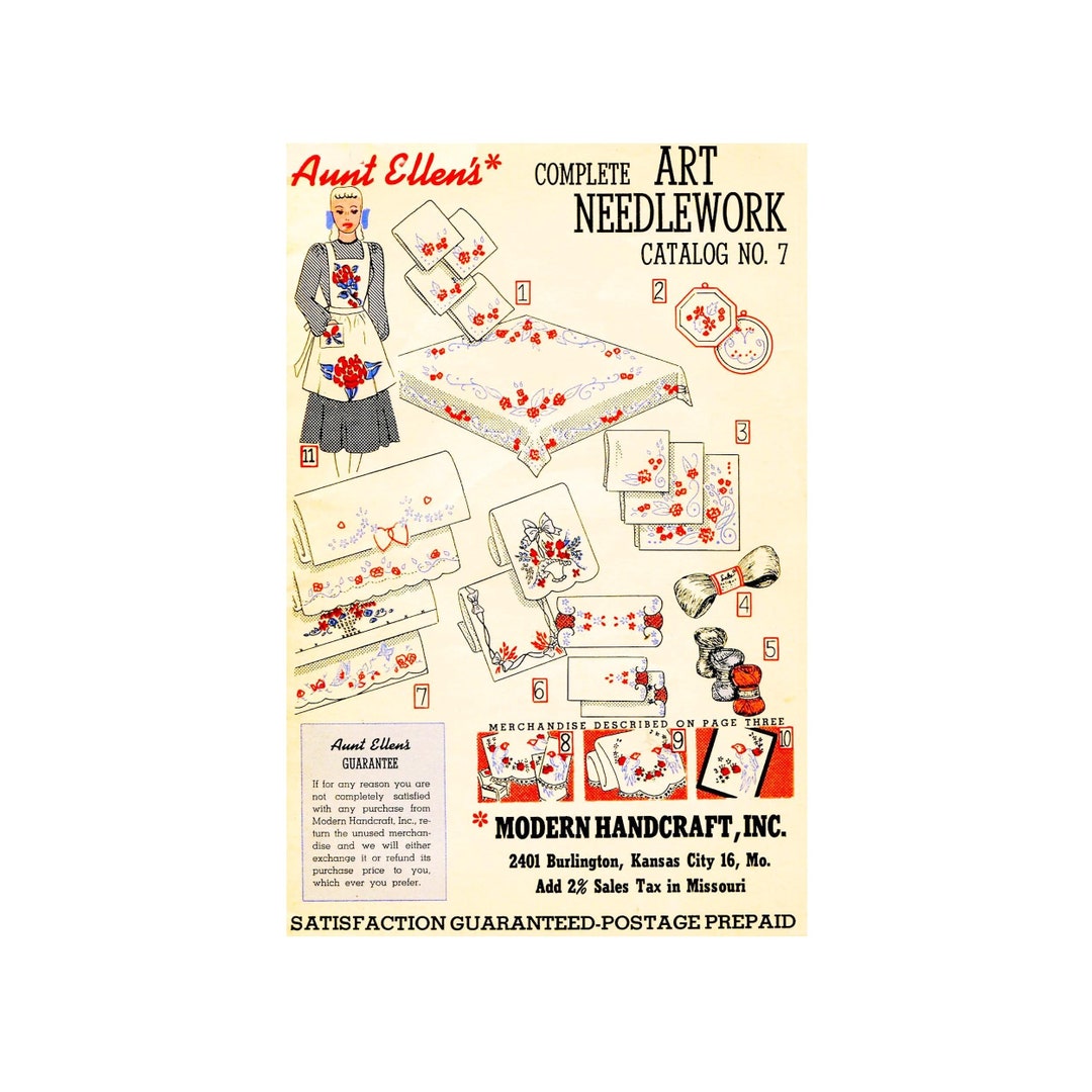 1940s Aunt Ellen's Complete Art Needlework Catalog No. 7 Collectible