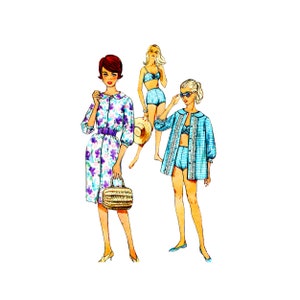 60s Simplicity 3960 Two-Piece Swimsuit and Cover-Up Vintage Sewing Pattern Size 18 Bust 38