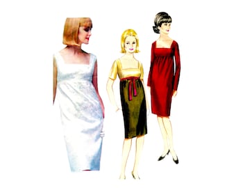 60s Butterick 3339 Dress in 3 Versions Vintage Sewing Pattern Size 10 Bust 31