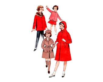 60s Girls' Butterick 9165 Coats Pattern Raglan Sleeves Vintage Sewing Pattern Size 10 UNCUT