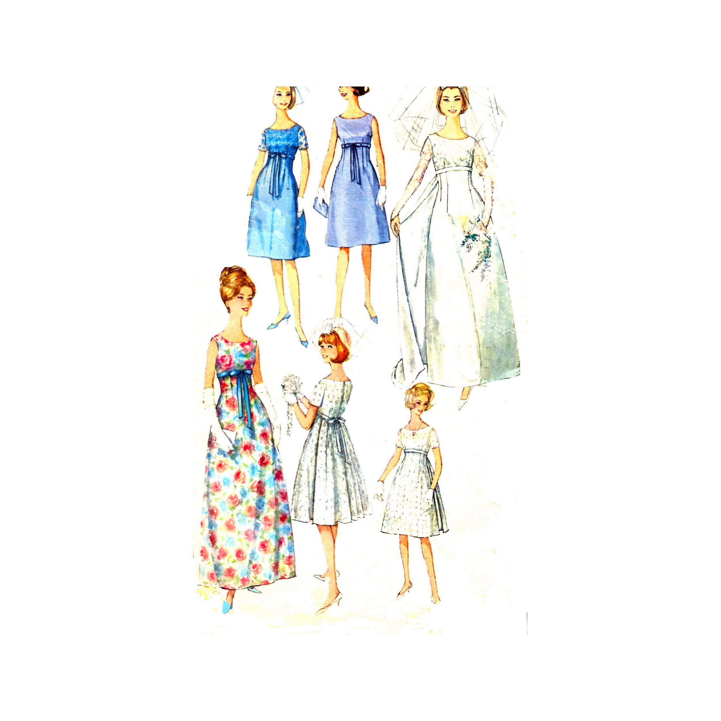 60s Simplicity 5872 Wedding Dress Empire Waist Bridesmaids Dresses Vintage  Sewing Pattern Size 14 - Etsy