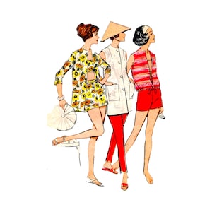 1950s Butterick 8990 Tunic, Bra Top, Shorts, and Ankle Pants Sewing Pattern Size 14