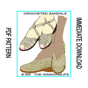 PDF 1940er Jahre gehäkelte Metallic Sandalen und Hausschuhe Muster Anleitung