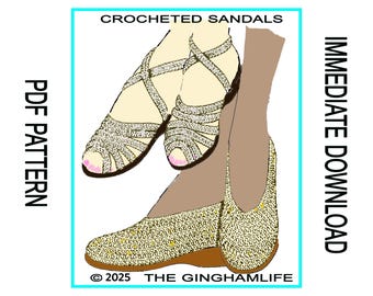 PDF 1940s Crocheted Metallic Sandals and Slippers Pattern Tutorial