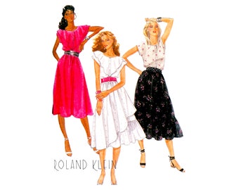 80s Ruffle Hem Top and Skirt Sewing Pattern, Size 10 (UNCUT)