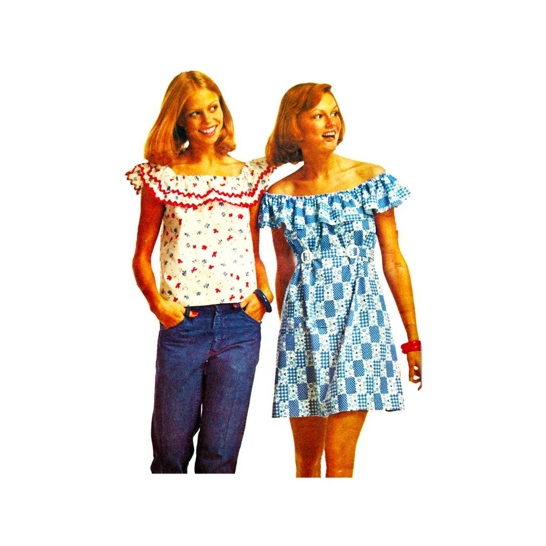 70s Simplicity 6226 Mini Peasant Dress or Top Vintage Sewing Pattern ...