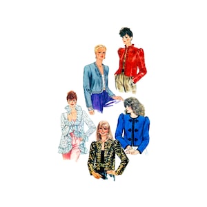 May include: Five women's jackets in different styles and colors. The jackets are all cropped and have different sleeve lengths. The jackets are shown on mannequins.