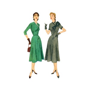 1950s Simplicity Dress Sewing Pattern: Zig Zag Button Front, Bust 36 (Size 18)