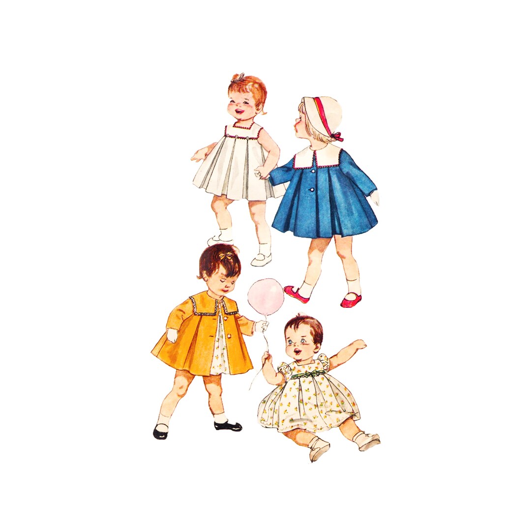 50s Simplicity 3842 Toddler Dress and Coat Vintage Sewing Pattern Size ...