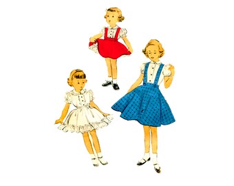 Vintage 50s Girls' Suspender Skirt & Blouse Sewing Pattern: Advance 6343 Size 4T UNCUT