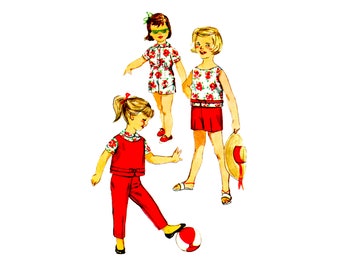 50s Child's Simplicity 3207 Pants, Shorts, Blouses Vintage Sewing Pattern Size 6 UNCUT