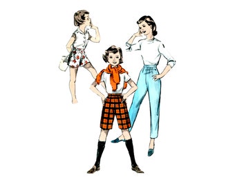 50s Girls Pants or Jeans and Shorts Pattern Advance 8658 Vintage Sewing Pattern Size 8 UNCUT