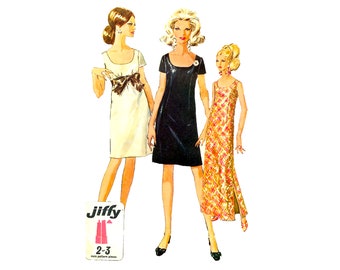 60s Simplicity 7384 Scoop Neck Dress Vintage Sewing Pattern Size 16