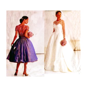 90s Vogue 2263 Bridal Original Sheer Upper Bodice and Sleeves Vintage Sewing Pattern Size 14 Bust 36 UNCUT