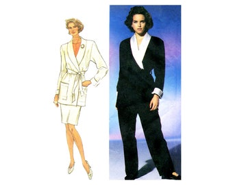 90s Misses' Wrap Jacket, Skirt, Pants Pattern Simplicity 8191 Vintage Sewing Pattern Size 18 - 22 UNCUT