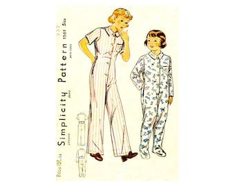 1930s Child's Pajamas Simplicity 1561 Vintage Sewing Pattern Size 4