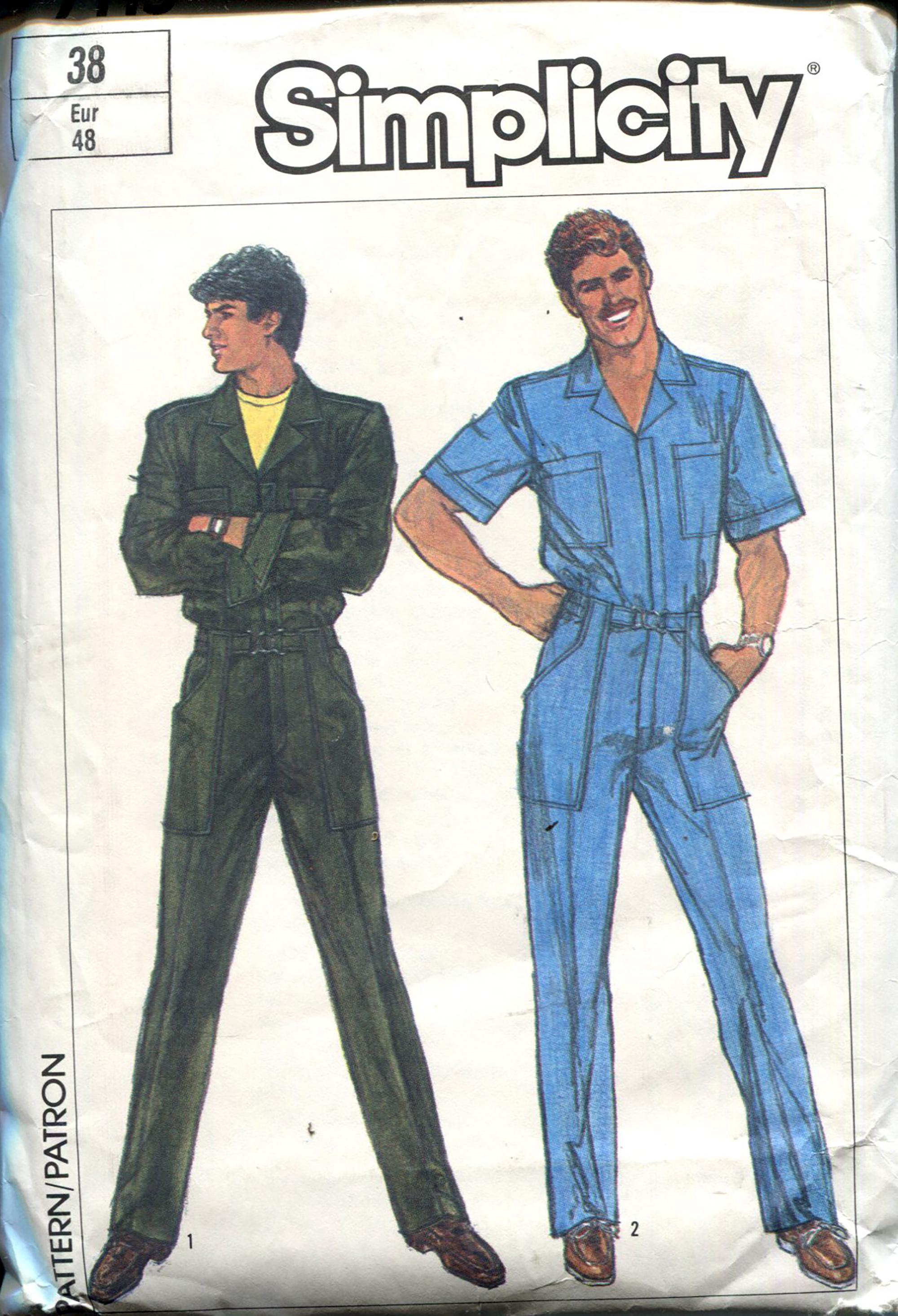 80s Simplicity 7115 Men's Jumpsuit Vintage Sewing Pattern