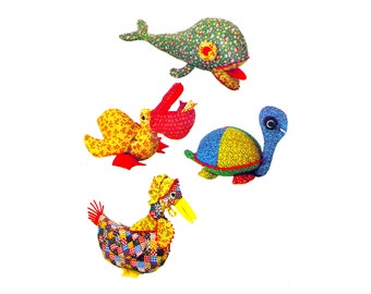 70s Simplicity 8779 Stuffed Animals Pattern Pelican, Whale, Turtle, Goose Vintage Sewing Pattern UNCUT