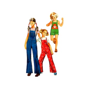 1970s Simplicity 9442 Little Girls' Bib Overalls Vintage Sewing Pattern Size 6
