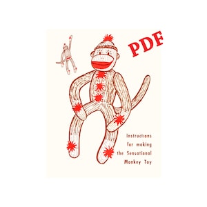 1950s Sock Monkey Sewing Pattern: Vintage Instructions & Story Book (PDF Download)