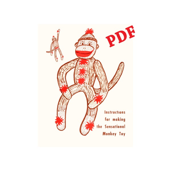 1950s Sock Monkey Anleitungsblatt Vintage PDF Schnittmuster und 40s Story Book "Make a Dress for Sara" Instant Download PDF