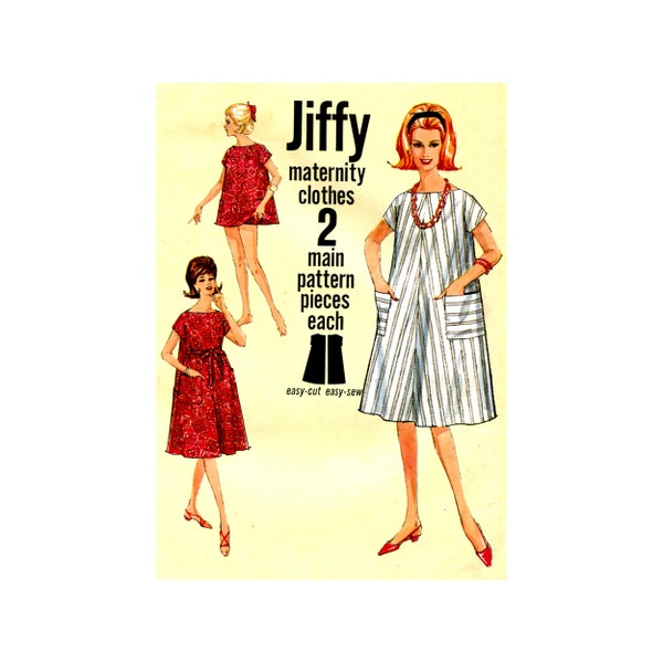 60s Simplicity 4994 Maternity Dress and Panties Vintage Sewing Pattern Size 12 Bust 32