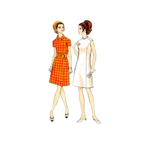 60s Vogue 7473 A-Line Jewel Neck Dress Vintage Sewing Pattern Size 12 Bust 34