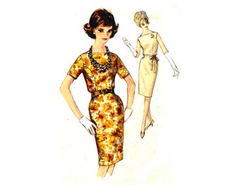 60s Simplicity 4880 Misses' Mad Men Dress Vintage Sewing Pattern Size 12 Bust 32