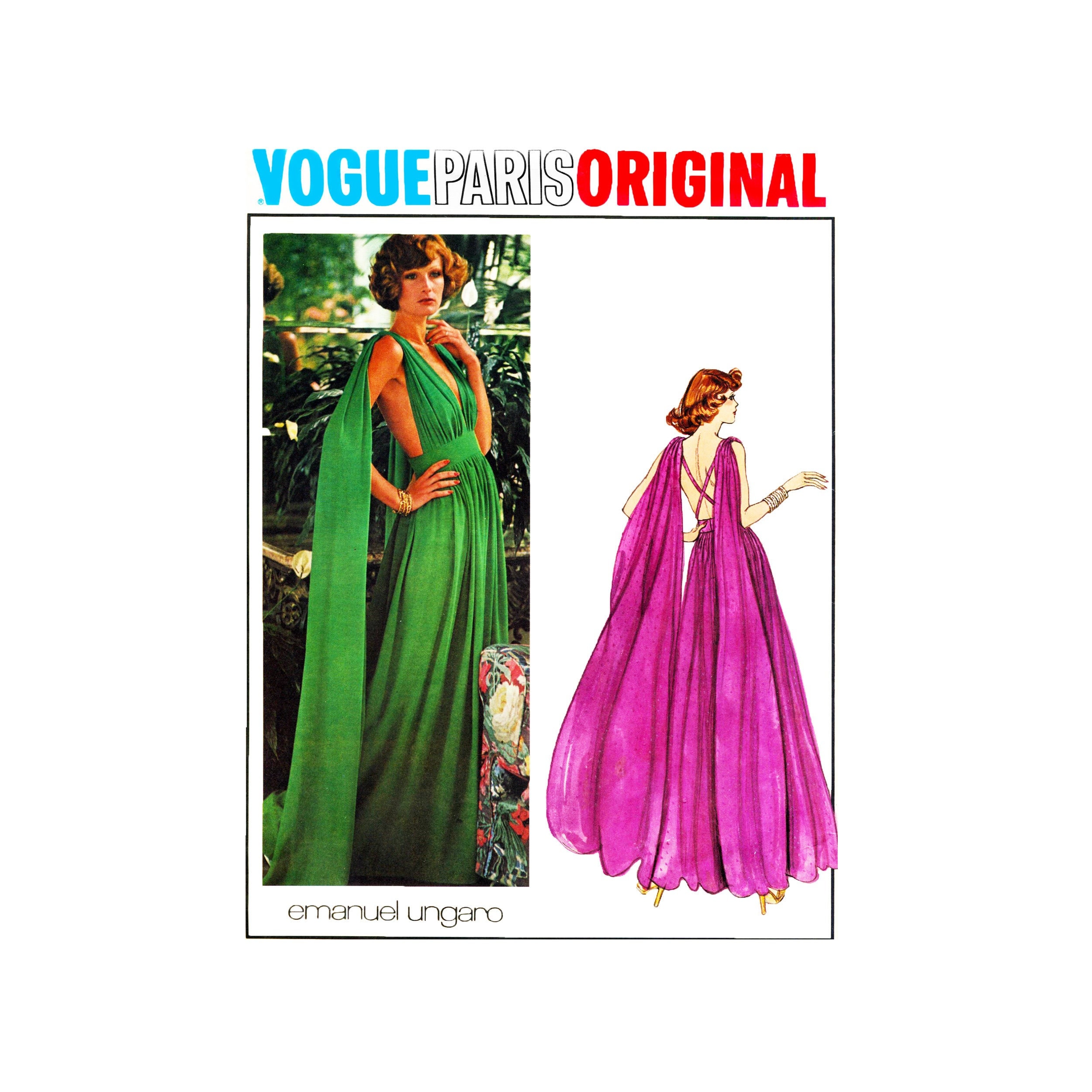70s Vogue 1135 Emanuel Ungaro Evening Dress Pattern Vintage 70s Vogue 1135 Emanuel Ungaro Evening Dress Pattern Vintage