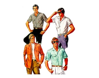 1980s Men's Sport Shirts Pattern McCall's 7905 Vintage Sewing Pattern Size 42 Chest