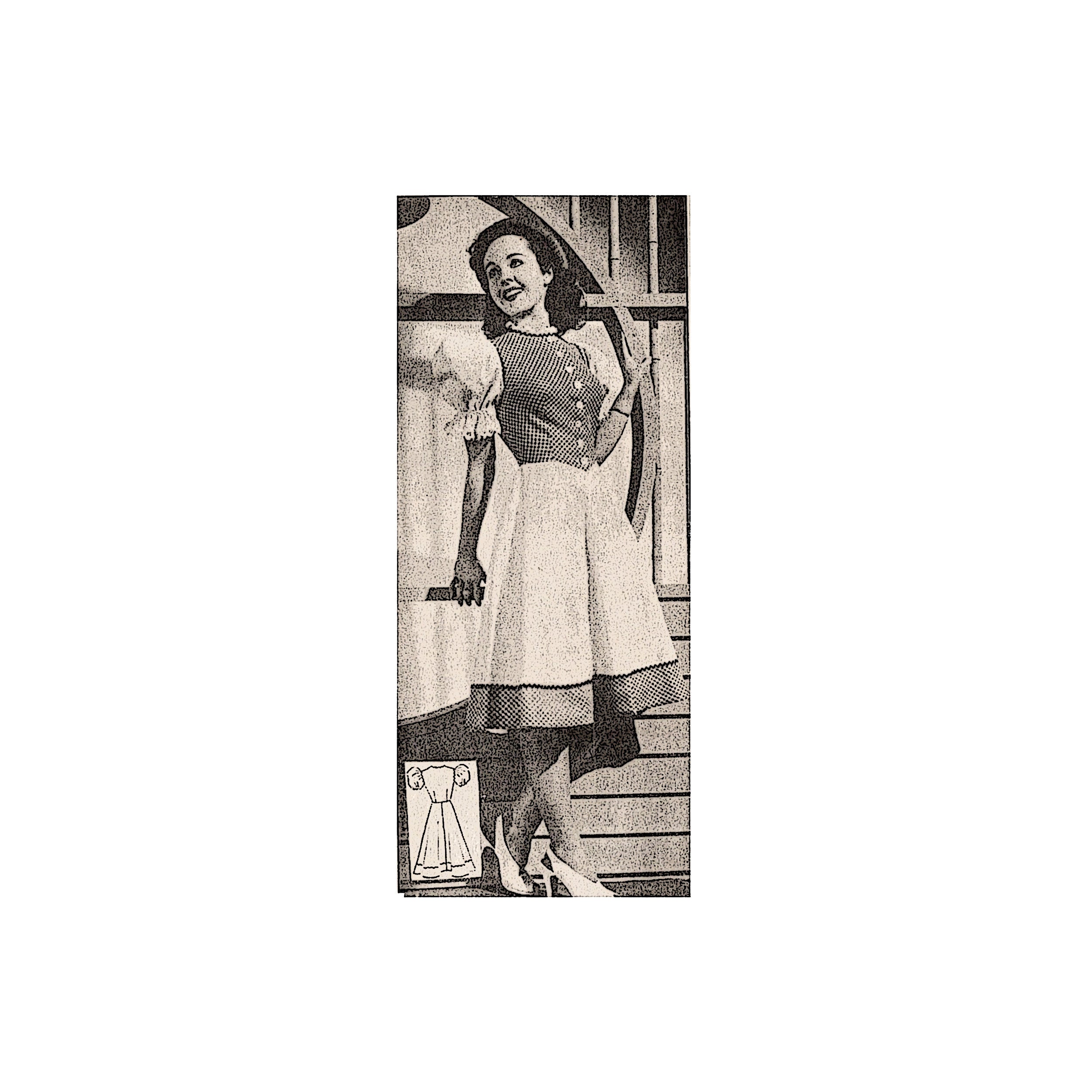 1930s Basque Waist Dress Sewing Pattern: Puffed Sleeves, Circle Skirt ...