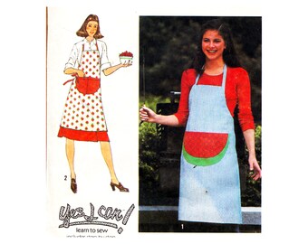 70s Simplicity 8762 Apron Yes, I Can! Vintage Sewing Pattern Size One Size