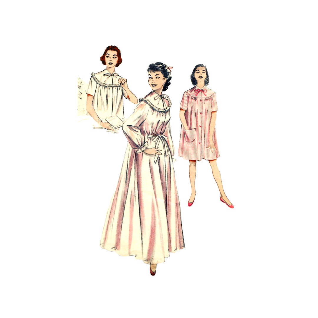 50s Peignoir Bed Jacket and Nightgown Pattern Butterick 6997 Etsy
