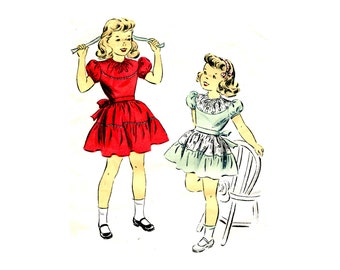 40s Dubarry 5969 Toddler Girls' Yoked Dress Vintage Sewing Pattern Size 4 UNCUT