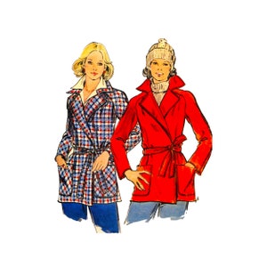 70s Butterick 3914 Misses' Wrap Coat Lined Vintage Sewing Pattern Size 14 Bust 36