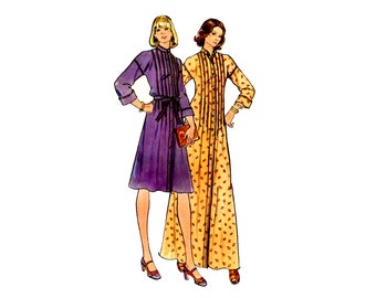 70s Misses' Butterick 3944 Pintuck Dress in 2 Lengths Pattern UNCUT Vintage Sewing Pattern Size 16