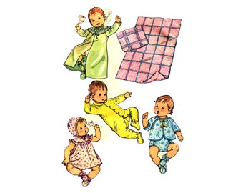 70s Simplicity 5434 Infant Layette Vintage Sewing Pattern Size 6 Months MISSING BIB