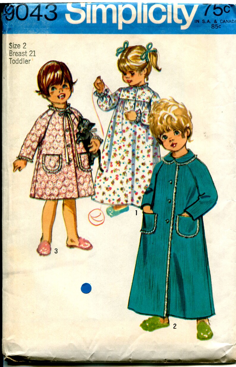 Toddler Robe Pattern 70s Toddler Robe Sewing Pattern, Simplicity 9043, Size 1-3 - Etsy
