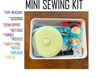 Sewing Kit for Travel. Car, Desk, Purse, Mending Kit in Decorative Metal Box