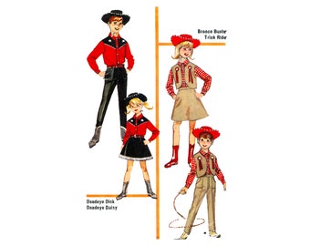 60s Simplicity 6200 Cowboy Cowgirl Dress Up Vintage Sewing Pattern Size 8