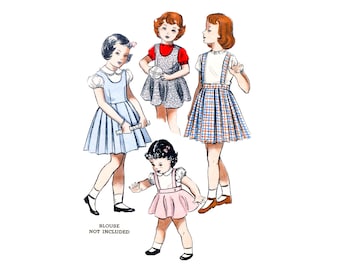 50s Butterick Toddler Jumper and Suspender Skirt Vintage Sewing Pattern Size 2T