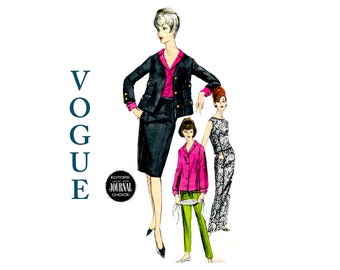 60s Vogue 6208 Misses' Jacket, Skirt in 2 Lengths, Blouse, Overblouse, and Regulation Pants Vintage Sewing Pattern Size 14 Bust 34