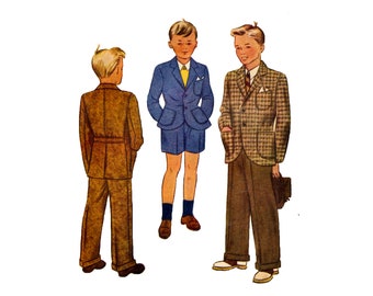 40s McCall 4463 Boys' Suit Long or Short Pants Vintage Sewing Pattern Size 6