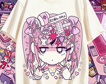 Menhera Nurse Girl T-Shirt | Yami Kawaii Clothes, Pastel Goth, Harajuku Clothing, Kawaii Goth, Creepy Cute, Anime Tee