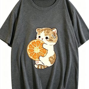 MorningStitch Hello Kitty T-Shirt, Womens Casual Kitty Graphic Top, Sanrio Inspired Shirt Gray