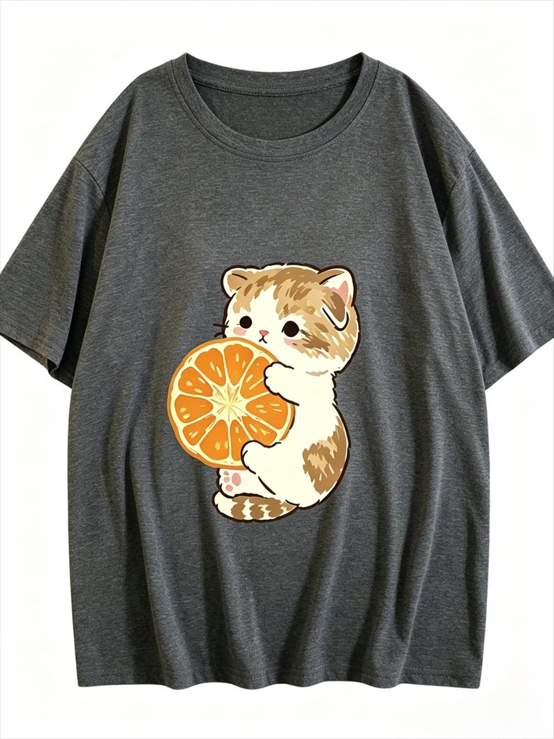MorningStitch Hello Kitty T-Shirt, Womens Casual Kitty Graphic Top, Sanrio Inspired Shirt Gray