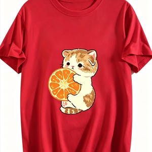 MorningStitch Hello Kitty T-Shirt, Womens Casual Kitty Graphic Top, Sanrio Inspired Shirt Red